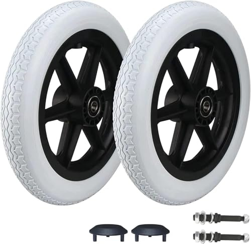 NLAVW Ensemble de roues arrière pour fauteuil roulant de 30,5 cm, 12 1/2 x 2 1/4, 2 pièces, pneus solides gris, accessoires de roue arrière