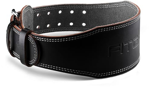 Fitgriff® Ceinture Musculation Classique Homme & Femme - 100% Cuir - Ceintures de Force pour Squat, Soulever de Terre, D'haltérophilie (Black (4 inch), XXL)