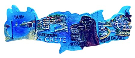 3D-Kühlschrankmagnet, Kreta, Griechenland-Karte, Souvenir, Geschenk, Kunstharz, handgefertigt, für Zuhause und Küche