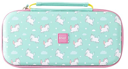 Mr Wonderful Wondee Housse pour Nintendo Switch, Switch OLED et Switch Lite avec Motif Licornes, Fermeture éclair, Protection Interne pour l'écran et capacité de Stockage pour 10 Jeux
