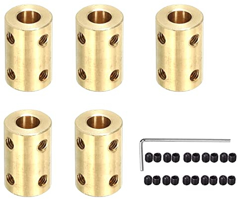 5 Stück 4mm bis 4mm Messing starre Motorwellenkupplung Koppler Getriebe Steckerhülse Adapter für RC Boot Auto Flugzeug 3D Drucker