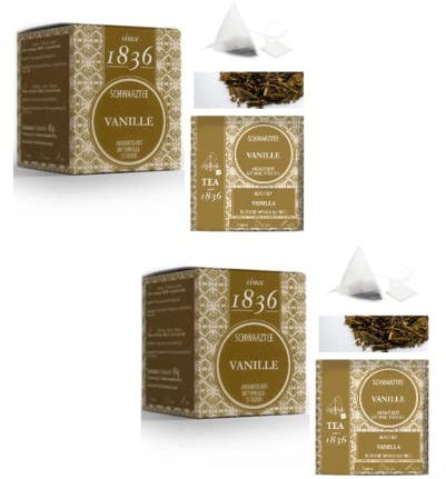Tea Since 1836® Tè Nero Vaniglia in Piramidi | Vanilla Tea Bags | 2 x 15 Piramidi - 90 Gr