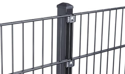 Doppelstabmattenzaun Set 868 Anthrazit| Stabmattenzaun | Mit VA Klemmhalter | Gartenzaun | Komplett Set | 123 cm-17.5