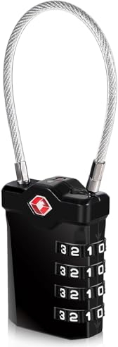 1 Stück TSA Gepäckschlösser, Kofferschloss Vorhängeschloss Zahlenschloss 4 Stellig, Schloss mit Zahlencode für Reisekoffer Handtasche Rucksäcke (Schwarz)