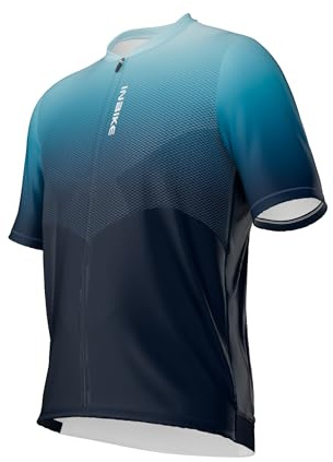 INBIKE Fahrradtrikot Herren Kurzarm Trikot Shirt 4XL 5XL XXL Fahrrad Rennrad MTB Sommer Kurz Fahrradbekleidung Atmungsaktiv Schnelltrockend Radtrikot Farbverlauf Blau 3XL