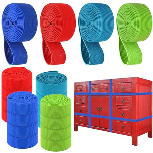16 Pack Heavy-Duty Moving Rubber Bands 4 Sizes Color Coded 42/36/30/26 | Large Elastic Packing Bands, No Residue Furniture Straps for Moving Blankets Drawers Cabinets Storage