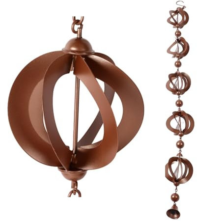 Catena da Pioggia Sospesa, Catene da Pioggia in Ferro da 42,52 Pollici per Grondaie E Barili di Pioggia Catena da Pioggia Cava Rotante Catene da Pioggia in Metallo per Pluviali Esterni Decorativi