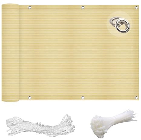Brise Vue, Toile de Balcon Basic 125 x 250 cm Paravent de Balcon Opaque, Pare-Soleil Brise-Vue, Clôture Brise Vue Vent Protection Uv, Protection Contre Soleil pour Jardin Terrasse, Couleur Crème