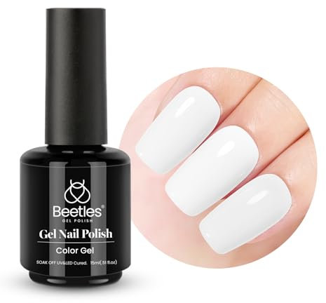 beetles White Gel Polish, 15ml All-Season French White Colour Soak Off UV Gel Nail Polish Manicure Design Gifts for Women Girls-CL803-RE