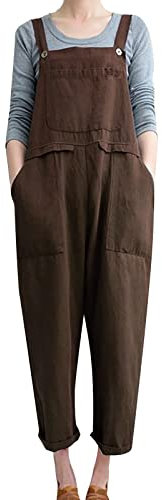 Generico Pile Invernale Tuta Casual Tinta Unita da Donna con e Bottoni Salopette Donna 𝐄stiva Corta (Coffee, XL)