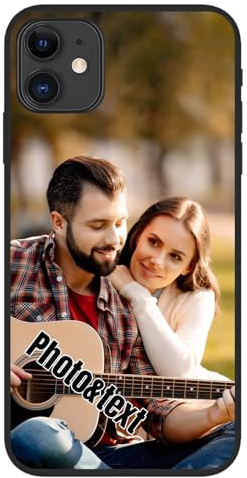 Personalisierte Handyhülle für iPhone 11 Hülle Personalisiert Foto Bild Digital individuelles Custom Logo Text Namen Schutzhülle Silikon Schwarz Ultradünn Case Umfassender Schutz Kratzfest