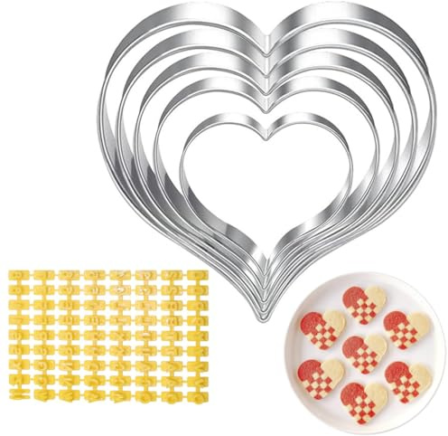 Lot de 5 emporte-pièces courbés et lisses en forme de cœur + emporte pièce personnalisé biscuit et tampon lettre alphabet, emporte piece coeur, Emporte-pièces en acier inoxydable