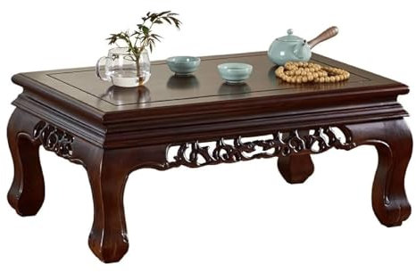 KLJUddGY Bodentisch Bodentische Retro-Massivholz-Niedriger Tisch, quadratischer Couchtisch für Zuhause, Balkon, Erkerfenster, Tisch für Teestube, Balkon, Wohnzimmer einzigartig
