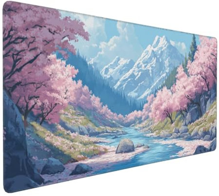 Tapis de Souris Japon Tapis de Souris XXL 1000x500x4mm Tapis de Souris Gamer Fleurs de Cerisier Tapis de Souris Ergonomique,Base en Caoutchouc Antidérapante,Imperméable à l'eauPour Accessoire Gaming