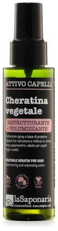 La Saponaria | Spray Ristrutturante e Volumizzante 100 ml,Trattamento con Cheratina Vegetale ideale per capelli fragili, secchi o opachi, dona idratazione, corpo e una luminosità immediata.