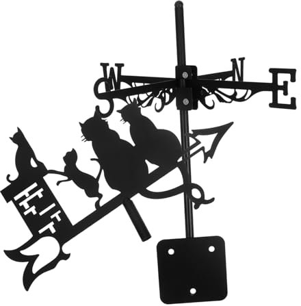 MERRYHAPY Cats Weathervane Aus Schmiedeeisen Wetterfahne Für Garten Und Dach Katzenmotiv Dekorative Windrichtungsanzeige Funktionale Hofdekoration Schwarz Für Bauernhaus Und Außenbereich