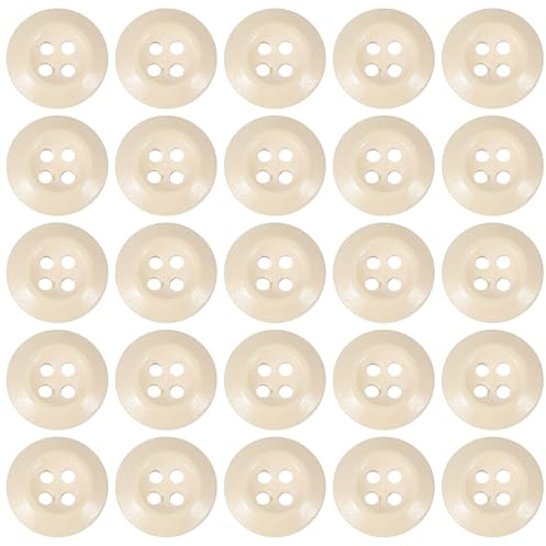 PATIKIL 50 Stück Holzknöpfe 1/2 Zoll 13mm Holz Nähknopf Beige | Verzierungs-Knöpfe, 4 Löcher Runde handgemachte, Für DIY Handwerk Nähen Kleidung Zubehör Dekoration Tasche