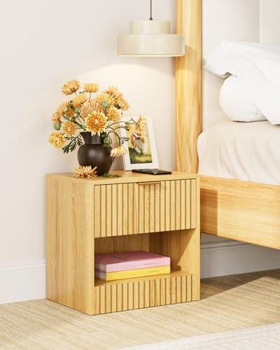 Apetaccat Nachttisch Eiche, Kleiner Nachtschrank mit Schublade, Holz Nachttische für Kinder, Nachtkommode 41x39x28 cm, Beistelltisch für Schlafzimmer,Wohnzimmer,Büro