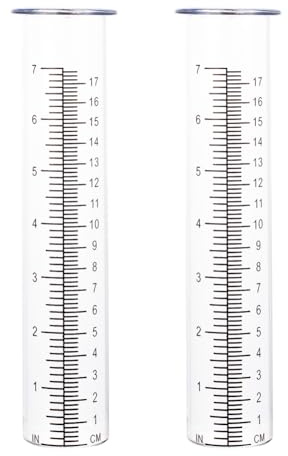 HOBYLUBY 17,8 cm Kapazität Regenmesser Ersatzrohr Glas 2 Stück Ersatz Regenmesser Rohr für Garten Hof Außenbereich