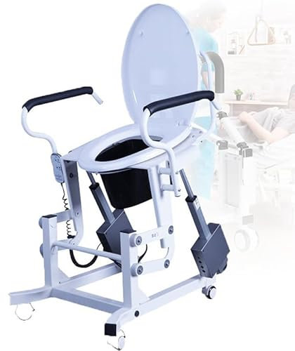 Rialzo elettrico per WC con lavabo staccabile, ruote bloccabili, inclinazione e altezza regolabili per una maggiore mobilità e comfort