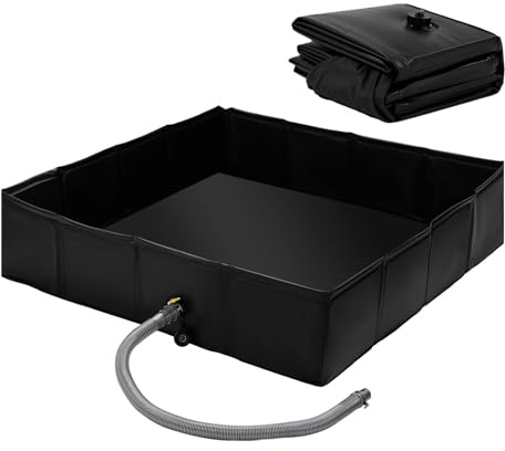 104 x 104 x 25 cm Foldable Shower Base PVC Shower Tent Base Portable Shower Tray Shower Tent Camping Outdoor Shower Pan Foldable Shower Tray with Drain Campsite RV Bathroom Drain Tray Outdoor