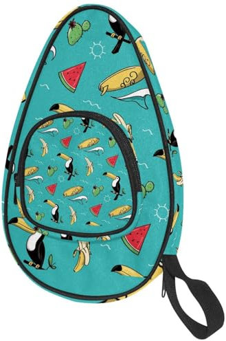 VAPOKF Housse pour raquette de tennis de table, fruits tropicaux, toucans, pastèque, banane, cactus, pagaie, ping-pong, raquette de tennis de table avec pochette pour 4 à 5 balles