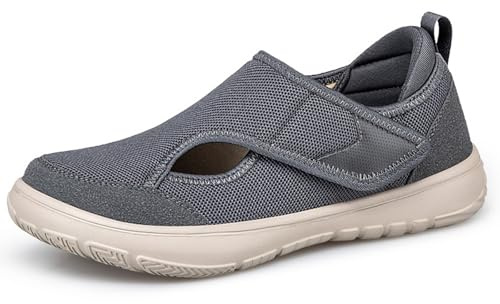 Zapatillas Diabéticos Hombre Mujer Extra Anchas，Gris，41 EU