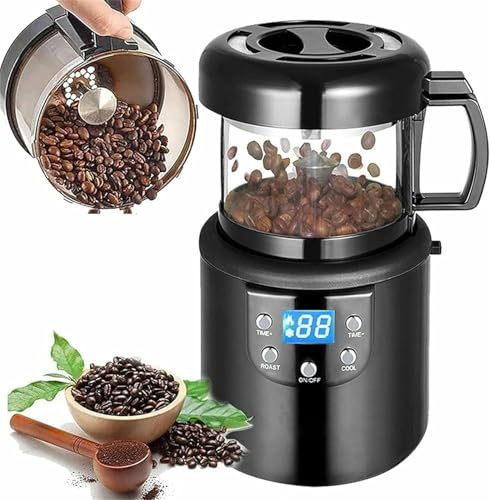Automatic Hot Air Coffee Roaster, 2-in-1 Roasting and Cooling Machine, Smokeless Electric Coffee Bean Roaster for Home and Commercial Use