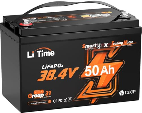 LiTime LiFePO4 36V 50Ah TM Lithium-Batterie mit Bluetooth für Marine Trolling-Motoren: Niedertemperatur-, Überspannungsschutz, 15000 Zyklen & 50A BMS