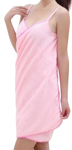Handtuchkleid Für Damen, Damen Saunakilt Handtuch Badetücher, Badetuch Frauen tragbares Badetuch Schnell trocken tragbarer Spa -Handtuch Bademantel Weiches Strandhandtuchkleid für Frauen (Rosa)