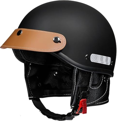 Retrò Mezzo Conchiglia Casco,Casco Da Moto Aperto Caschi A Scodella, DOT/ECE Omologato Casco Per Adulti Con Visiera Casco Da Moto Scooter Per Donna Uomo 5,one size
