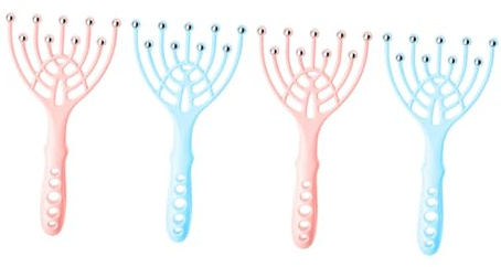 Abaodam 4 pièces Masseur Tête à Griffes Ergonomique Outil Manuel Acupression pour Massage Crânien Relaxant Accessoire PP et Billes Acier Cadeau Pratique pour Chevelu