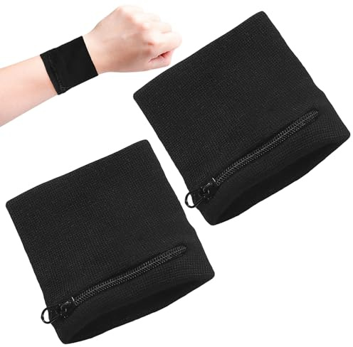 ‌2 Stück Reißverschluss Handgelenk Beutel, Sport Zubehör - Schweißband, Schlüssel Tasche, Laufen & Basketball Armbänder