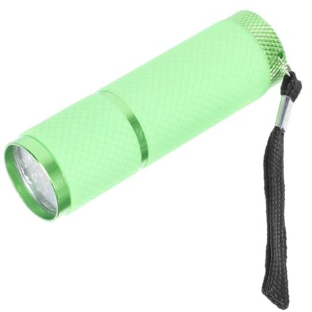 Gogogmee Lampada UV Portatile 9Led Verde per Nail Art Torcia Elettrica per Identificazione Denaro e Asciugatura Smalti Mini Strumento Compatto in Lega di Alluminio per Manicure