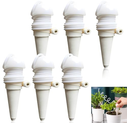 DOVBAN 6pcs Irrigatore Automatico Per Vasi Innaffiare Piante In Vacanza Dosatore Acqua Per Piante Irrigazionse Balcone Da Interno E Esterno In Vaso Piantes Da Giardino (Bianco