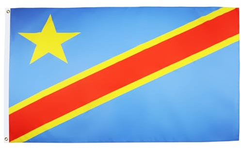 AZ FLAG Bandera República Democrática del Congo 150x90 cm 2 Ojales | Uso interior y exterior Enseña congoleña costuras dobles y bordes reforzados con ojales metálicos poliéster 100D