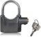 Lucchetto con allarme sonoro - 80 mm - 120 DB - 3 chiavi fornite - Antifurto con sensore di vibrazione e movimento integrato- Allarme disattivabile - Alta protezione in acciaio temperato - Grigio