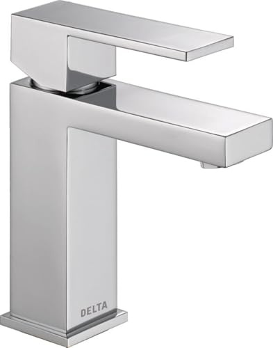Delta Ara Chrome Bathroom Faucet 1 Hole, Low Flow Single Hole Bathroom Sink Faucet for Vanity, Push Pop-Up Drain Assembly, Chrome 567LF-HGM-PP