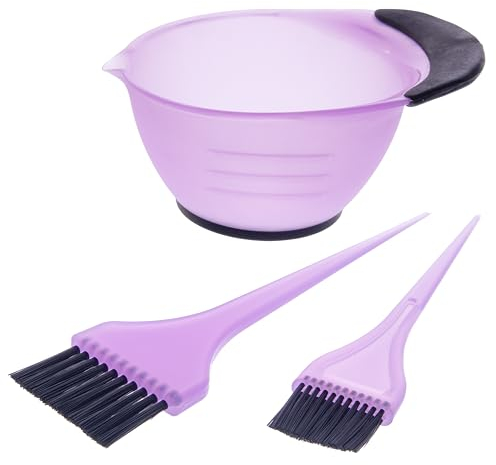 Professional Hairdresser's 3 Piece Purple Tinting/dye kit, includes Tinting Bowl, 1 large and 1 Small Tint Brush. An ideal hair dye bowl and brush set for work or home use.