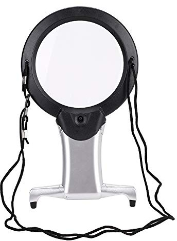 2 in 1 Large Hands free Magnifying Glass with Light & Neck Cord LED Illuminated Magnifier Chest Rest Light Magnifier Neck Wear Magnifying Glass for Reading Sewing Crafts Handcraft Jewelry Hobby