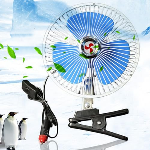 Jadeshay Mini-Ventilator 12 V 25 W Auto Fahrzeug Clip-On Kühlung Oszillierender Ventilator tragbar