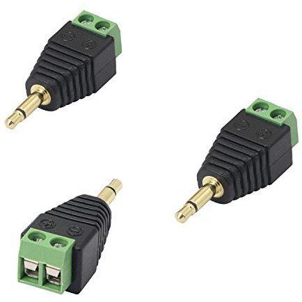 GELRHONR 3,5 mm Schraubklemme, 1/8 Zoll TS Mono-Audio-Stecker, 3,5 mm Stecker auf 2-Pin-Schraubklemme, AUX-Kopfhörer, Balum-Konverter-Adapter, 3 Stück
