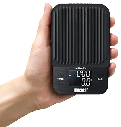 WACACO Exagram Coffee Scale with Timer, 0.1g/2kg High Precision, Digital Espresso Scale, Touch Button Kitchen Scale Stainless Steel Platform, Weight/Tare, Auto off, Black (Batteries Not Included)