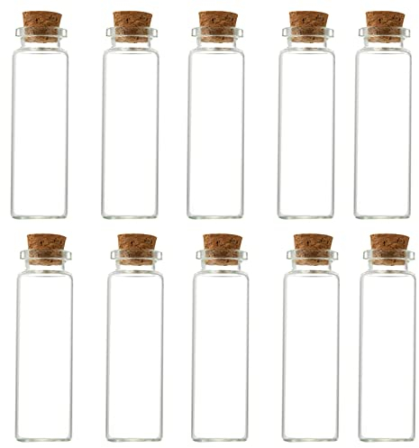 10Pcs Small Glass Bottles With Cork Lids and Stoppers - Mini Empty Spell Jars, Message and Wishing Containers, Miniature Potion Vials for DIY Crafts, Wedding Party Decoration
