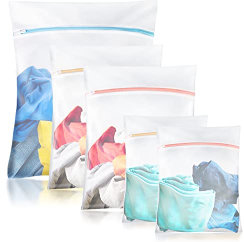 Birswoil Red de lavandería [juego de 5], bolsa de lavandería para proteger la ropa delicada, bolsa duradera para blusas, sujetadores, ropa interior y calcetines, organizador de viaje para ropa sucia