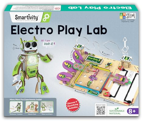 Smartivity Electro Play Lab - Kit de Circuitos Eléctricos 160 Piezas - 8 Experimentos Científicos - Puzzle 3D - Manualidades para Niños - Juguete Educativo Stem DIY - Regalos para Niños 8-14 Años