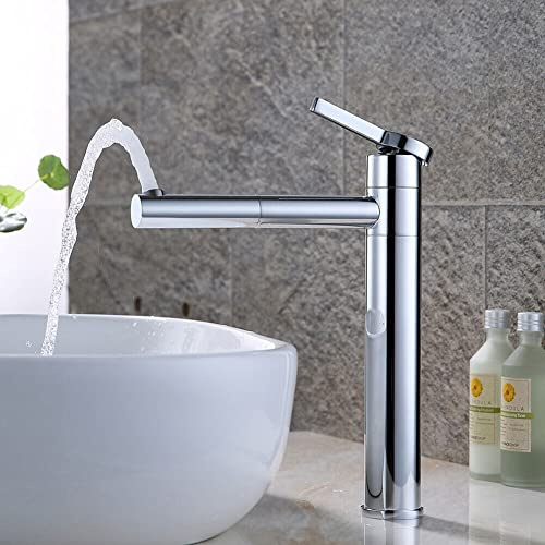 Waschtischarmatur Wasserhahn Bad Hoch Aufsatzbecken Mischbatterie Einhebel 360° Badezimmer Chrom
