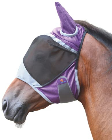 Shires - Pferde Fliegenmaske mit Ohren Deluxe (XFull) (Violett)