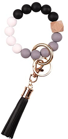 CHUQING Schlüsselanhänger Armband Schlüsselarmband Autoschlüsselanhänger | Schlüsselanhänger Armband mit Silikonperlen, Schlüsselband Kurz Perlen Schlüsselbund für Autoschlüssel, Damen und Alltag