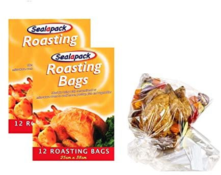 24 Large Oven Roasting Bags Chicken Turkey Fish Veg Microwave Oven Steam Bags 38x25cm